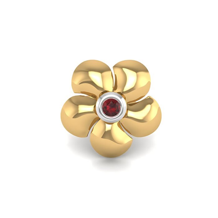 Floral Gold & Garnet Ear-Stud - Image 2