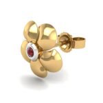 Floral Gold & Garnet Ear-Stud - Image 4