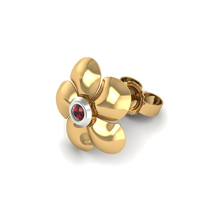 Floral Gold & Garnet Ear-Stud - Image 6