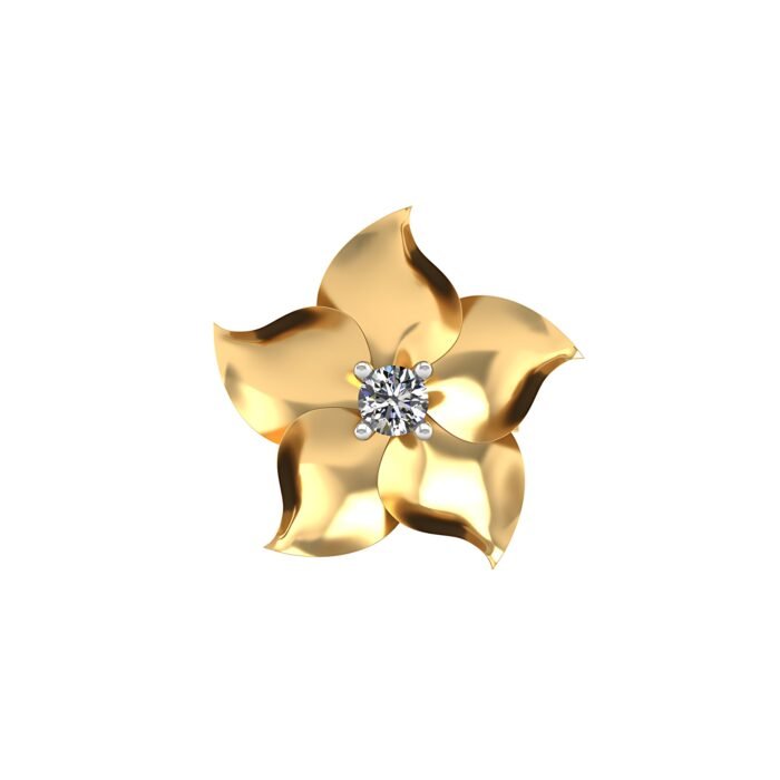 Floral Gold & Diamond Ear-Stud - Image 2