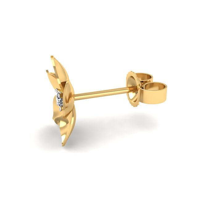 Floral Gold & Diamond Ear-Stud - Image 4