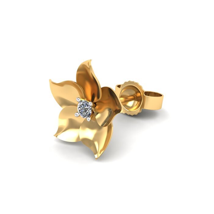 Floral Gold & Diamond Ear-Stud - Image 3