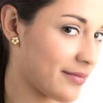 Floral Gold & Garnet Ear-Stud - Image 5