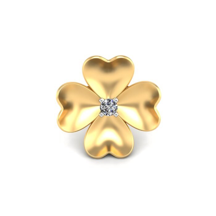 Floral Gold & Diamond Ear-Stud - Image 2