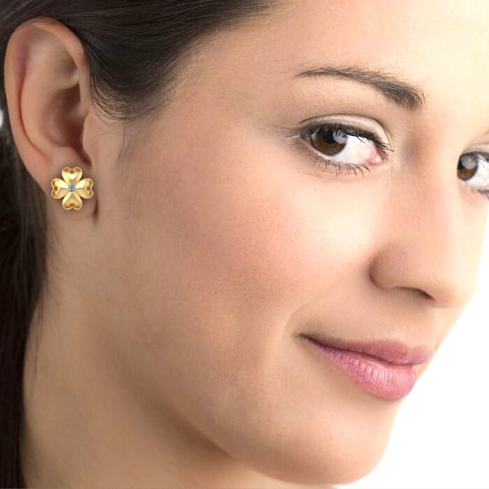 Floral Gold & Diamond Ear-Stud - Image 5